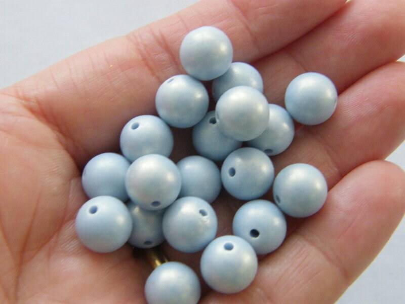 50 Blue beads 10mm pearlized acrylic BB536  - SALE 50% OFF