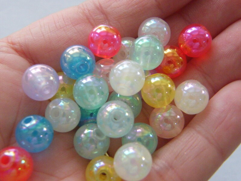 100 Imitation jelly beads 10mm random mixed acrylic BB540