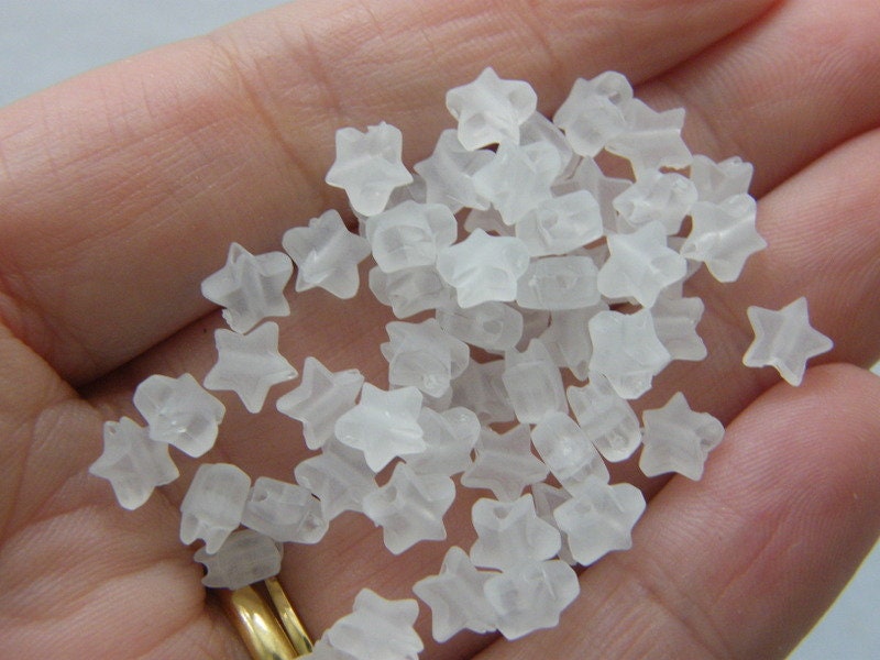 200 Star beads frosted white acrylic AB200