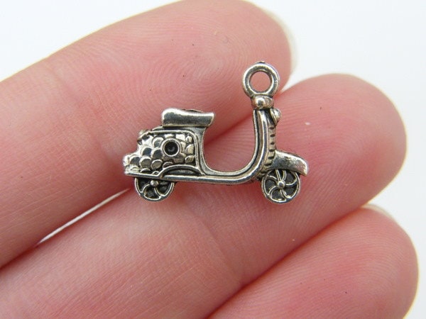 8 Scooter charms antique silver tone TT71