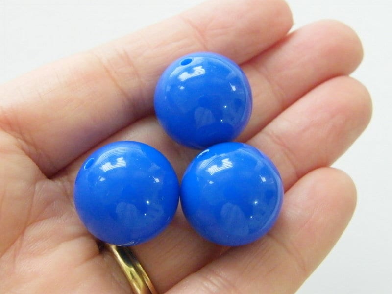 10 Royal blue 20mm bubblegum bead acrylic AB652
