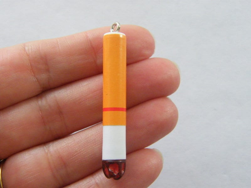 2 Half smoked cigarette pendants resin P167