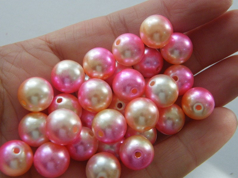 30 Pink peach gradient mermaid 12mm acrylic beads BB569  - SALE 50% OFF