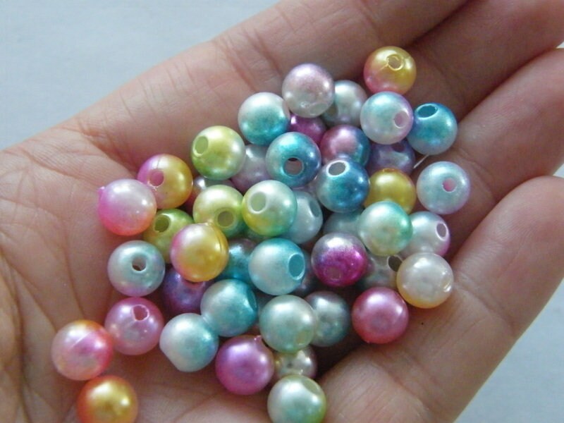 100 Mixed colours gradient mermaid 8mm acrylic beads AB626  - SALE 50% OFF