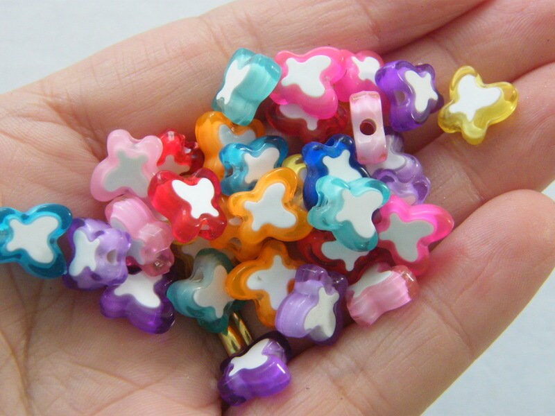 50 Butterfly beads random mixed acrylic  BB765  - SALE 50% OFF