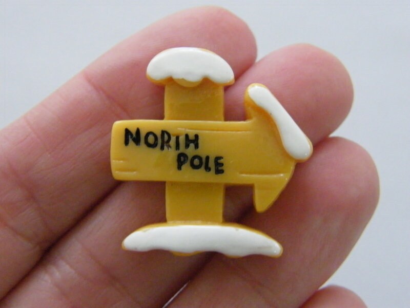 6 North pole sign post  embellishment cabochons resin CT146