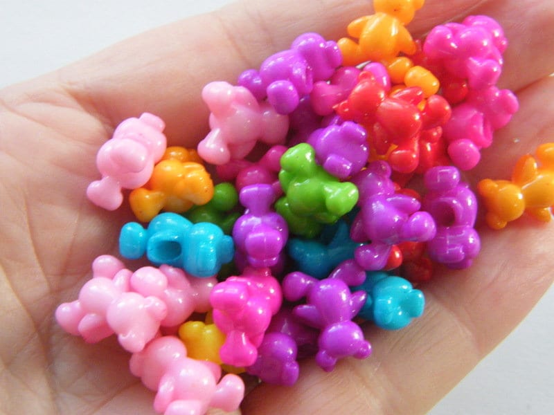 50 Teddy bear beads random mixed acrylic BB611 - SALE 50% OFF