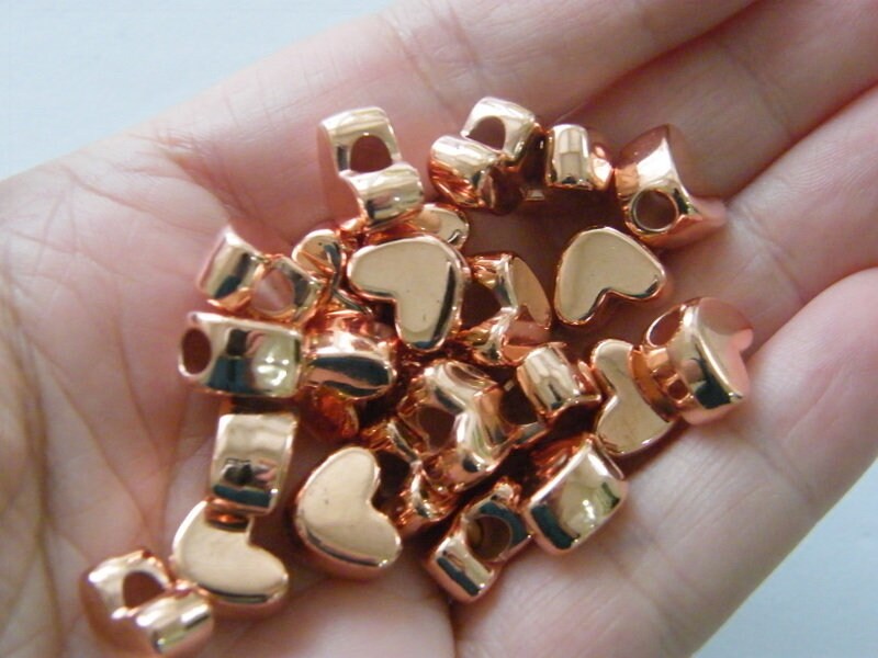 50 Acrylic heart beads copper acrylic  BB588 - SALE 50 %OFF