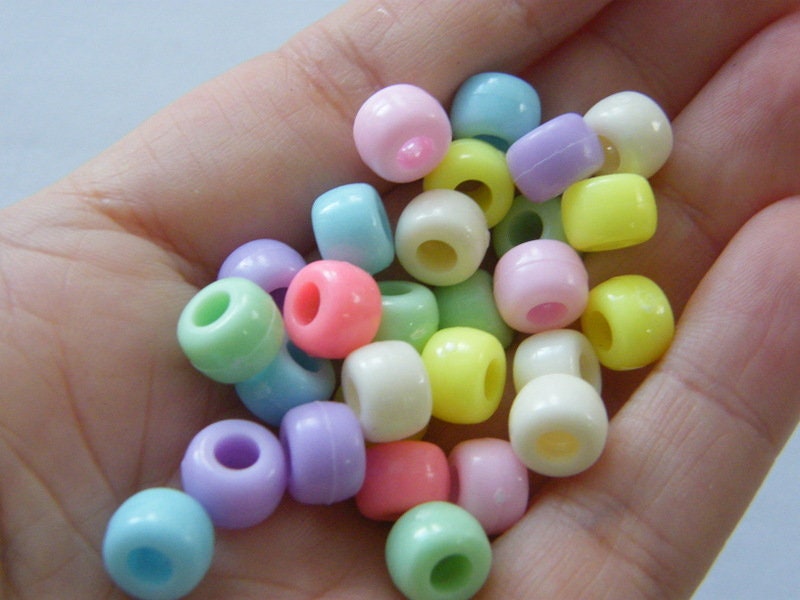 140 Barrel beads random mixed plastic BB594 - SALE 50% OFF