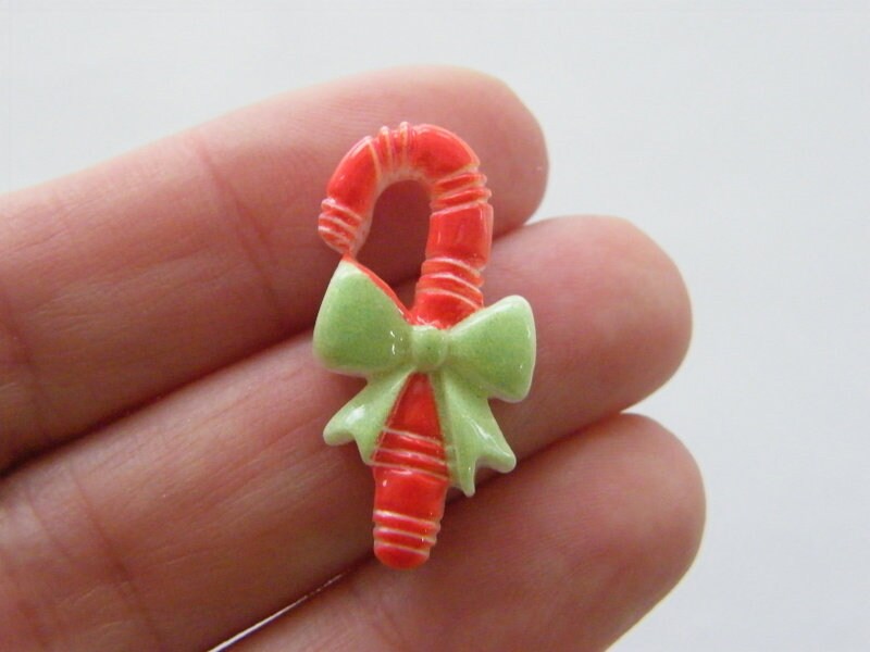 12 Candy cane Christmas embellishment cabochons resin CT290