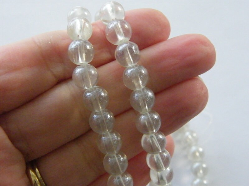100  A hint of grey beads 8mm glass B210  - SALE 50% OFF