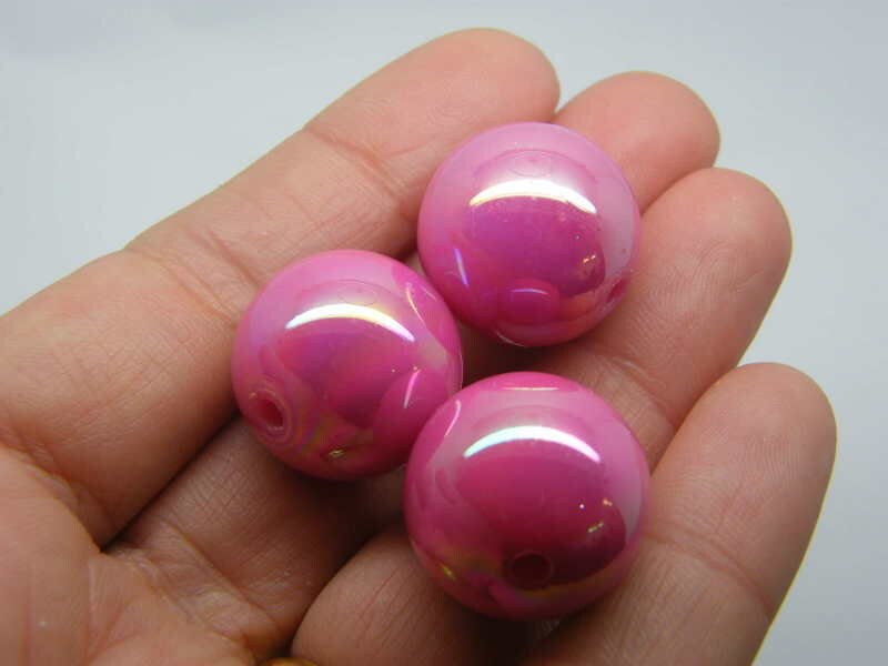 10 Beads 20mm pink AB acrylic AB803