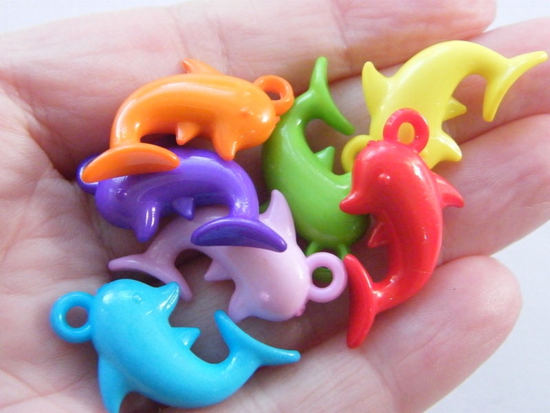 30 Dolphin charms random mixed acrylic FF26 - SALE 50 %OFF