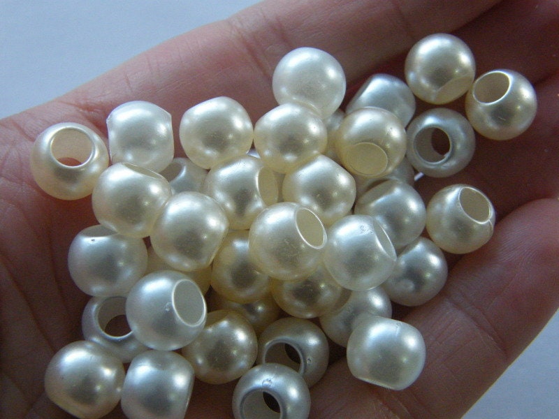 50 Beads silvery golden random pearl acrylic BB637