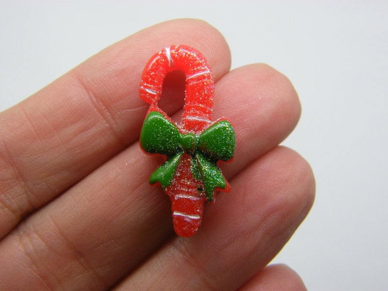 12 Candy cane Christmas embellishment cabochons resin CT137