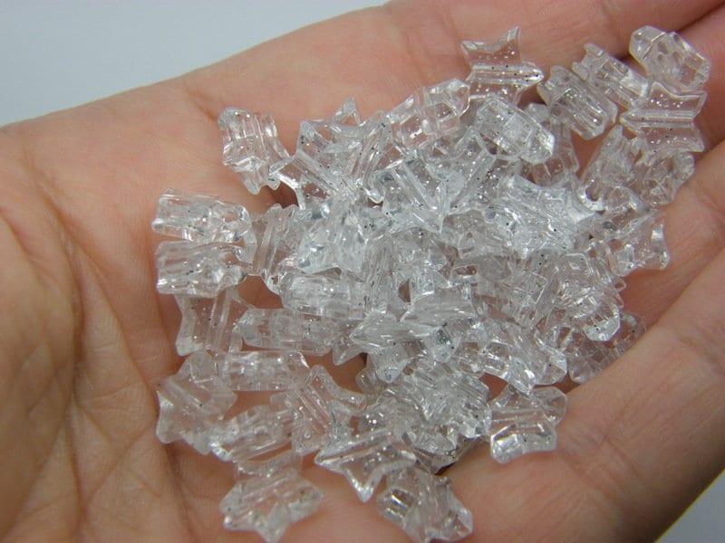 100 Star clear glitter  beads acrylic AB252