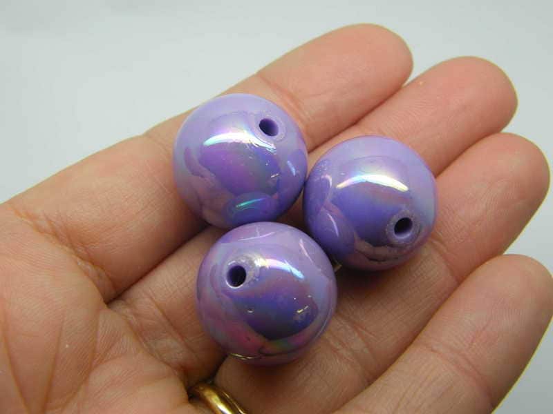 10 Beads 20mm lilac purple AB acrylic AB631  - SALE 50% OFF
