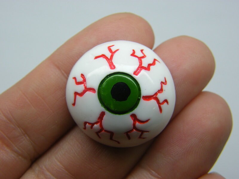 4 White green black and red eye cabochon embellishment resin HC264