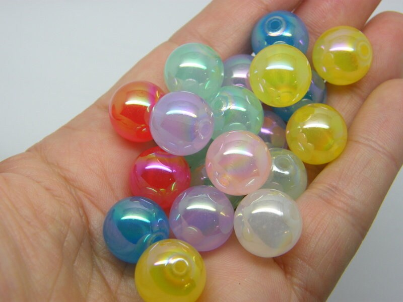 40 Imitation jelly beads 14mm random mixed acrylic BB655