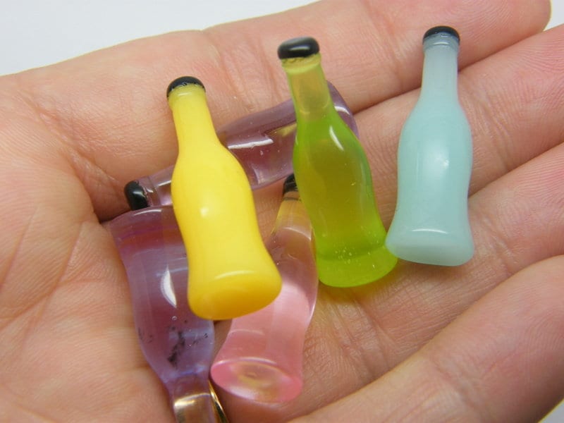 20 Bottle miniature embellishment cabochons random mixed resin FD660