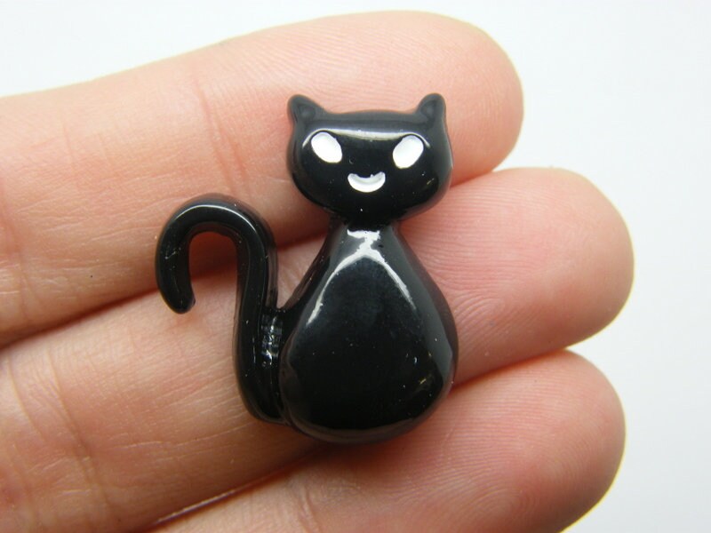 8 Black cat Halloween embellishment cabochons resin HC341
