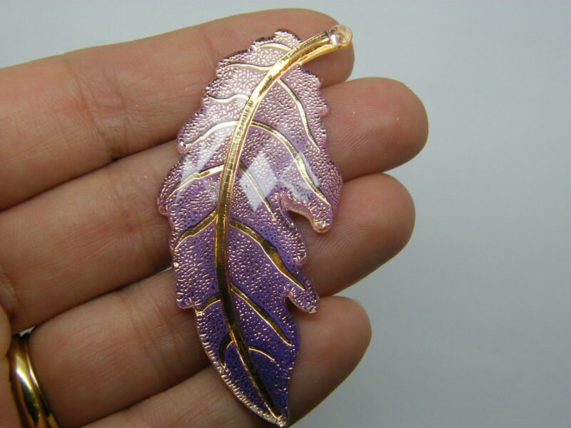 4 Leaf pendants pink purple gold acrylic L189