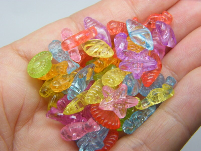 100 Sea random beads random mixed transparent acrylic AB271 - SALE 50% OFF