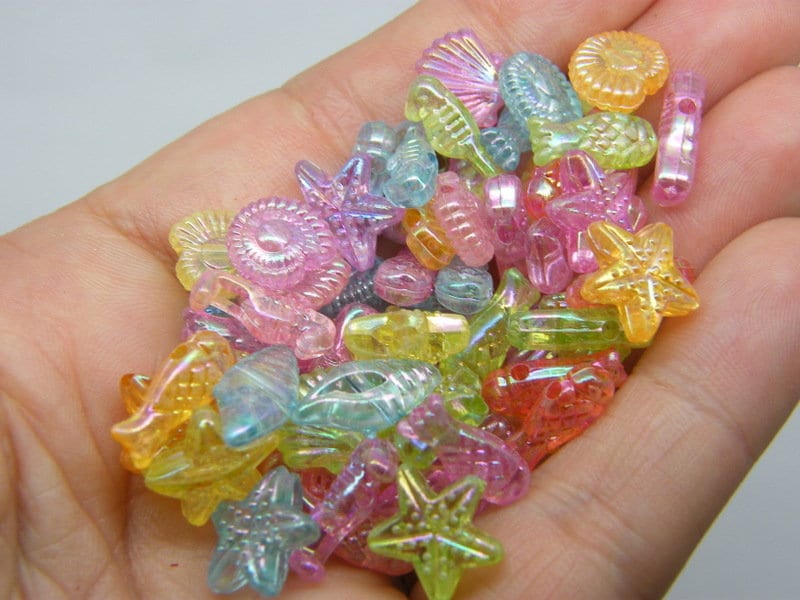 100 Sea random beads random mixed AB transparent acrylic AB272  - SALE 50% OFF