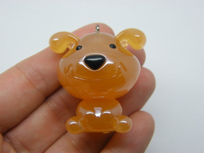 1 Dog pendant brown imitation jelly acrylic A1118