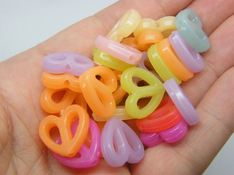 50 Heart beads random mixed imitation jelly  acrylic BB640  - SALE 50% OFF