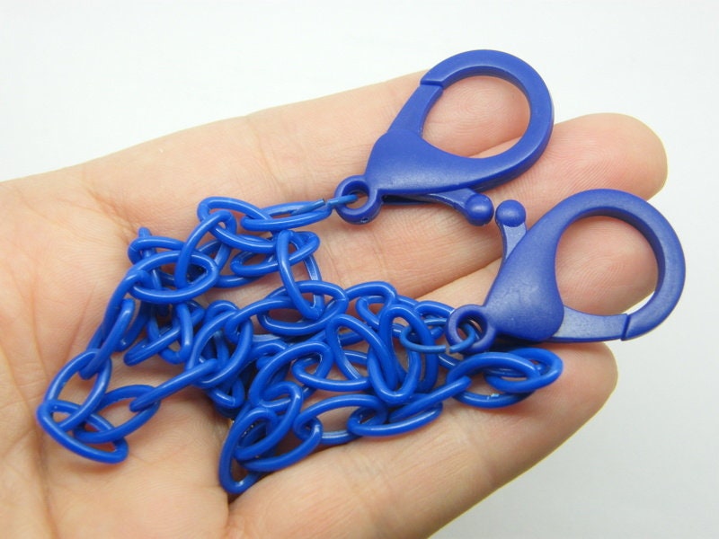 2 Royal blue lobster clasp chain plastic FS