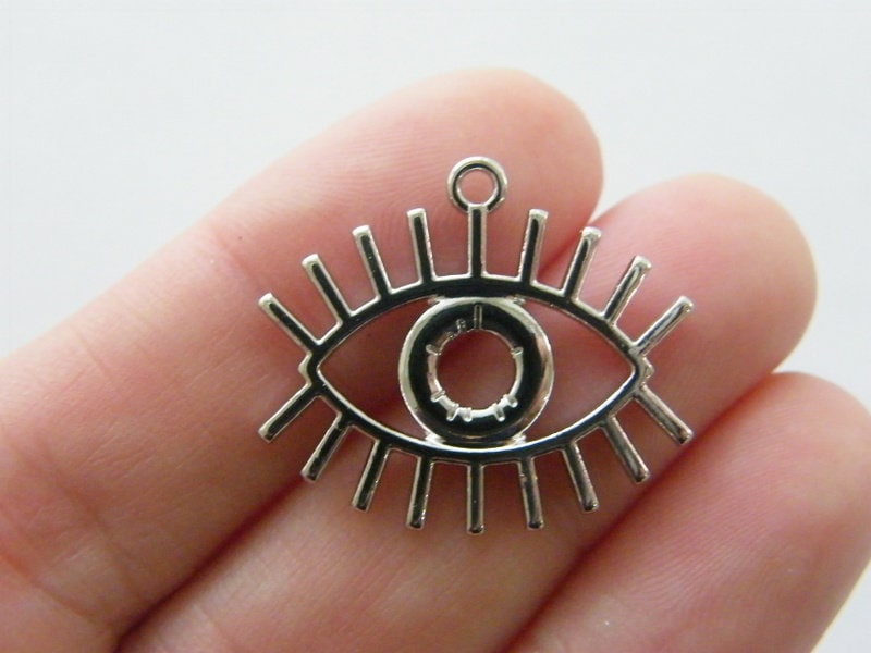 6 Eye pendants antique silver tone I39