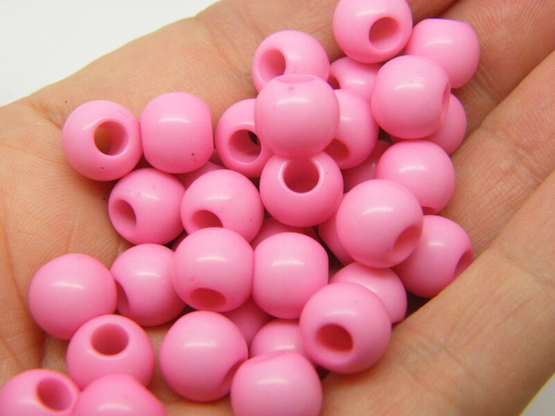 80 Pink beads 9 x 8mm acrylic AB743 - SALE 50% OFF