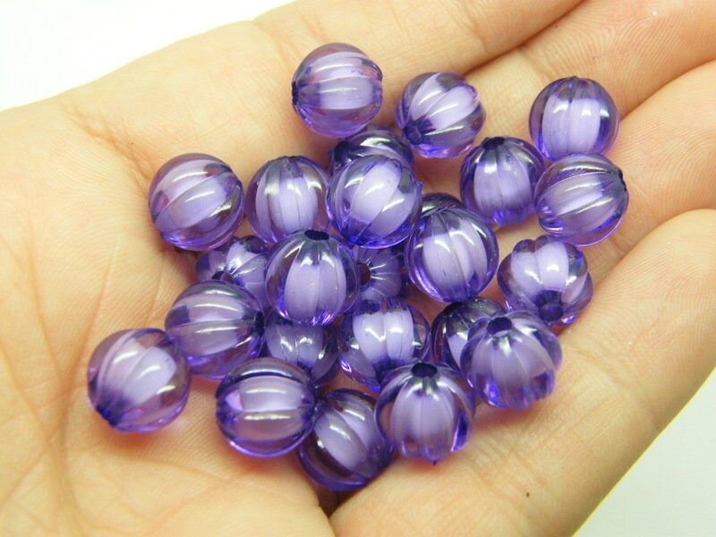 50 Pumpkin beads  lavender purple 10mm acrylic HB5 - SALE 50% OFF