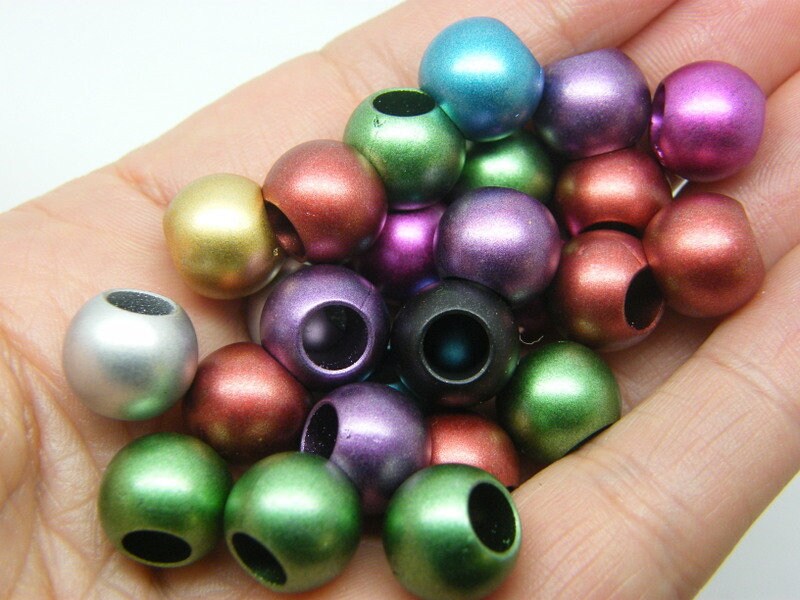 40 Beads metalic colour 12 x 10mm acrylic BB680 - SALE 50% OFF