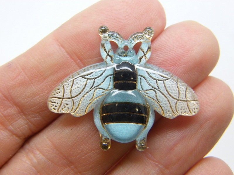 10 Bee pendants blue  acrylic A110