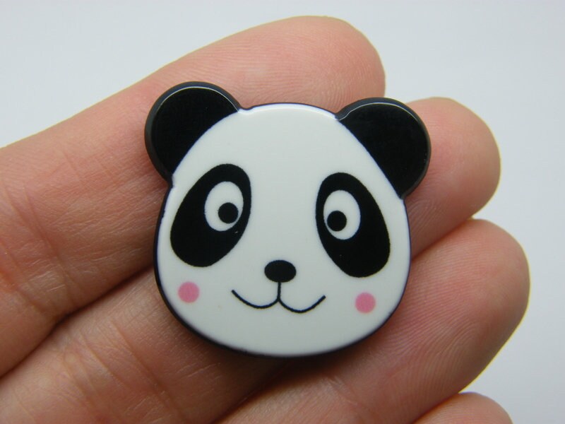 12 Panda embellishment cabochon plastic A1183
