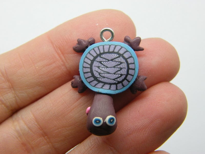 4 Turtle tortoise connector charms polymer clay FF587