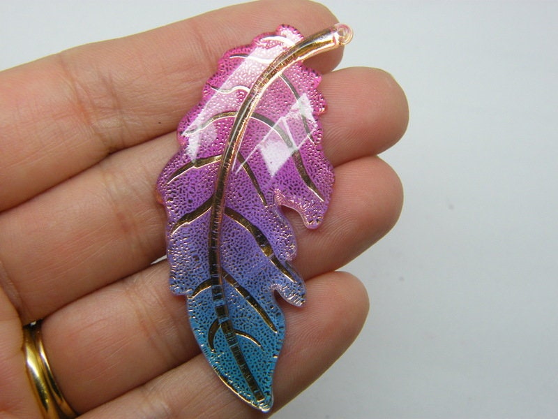 8 Leaf pendants pink purple blue gold acrylic L293