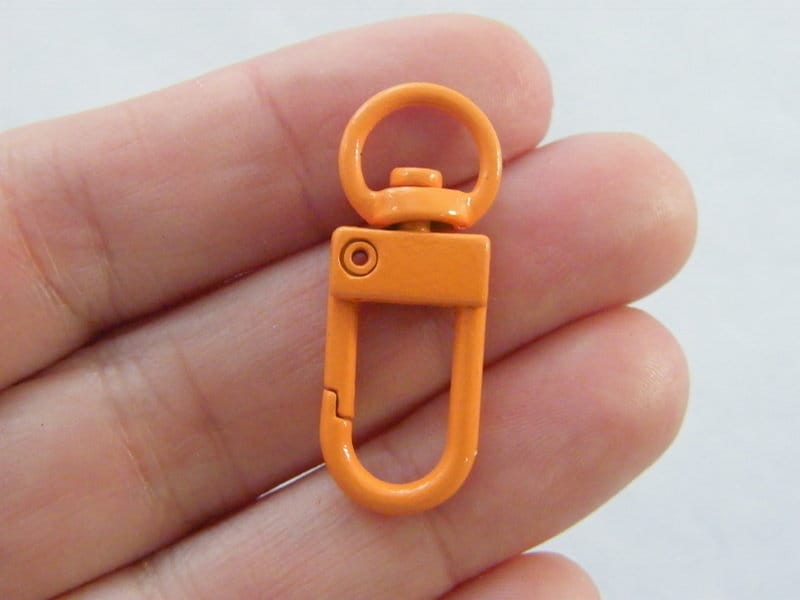 4 Orange lobster swivel clasps key ring 33 x 12mm FS335