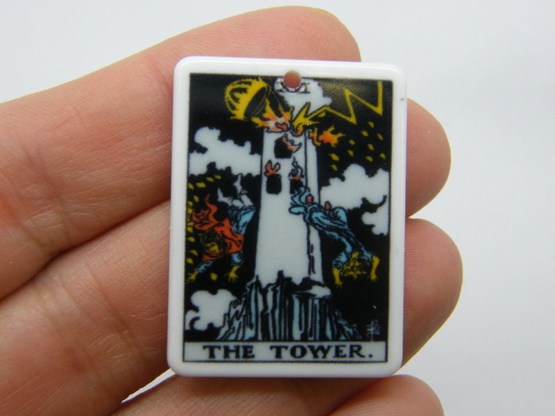 1 The tower tarot reading card pendant resin HC414