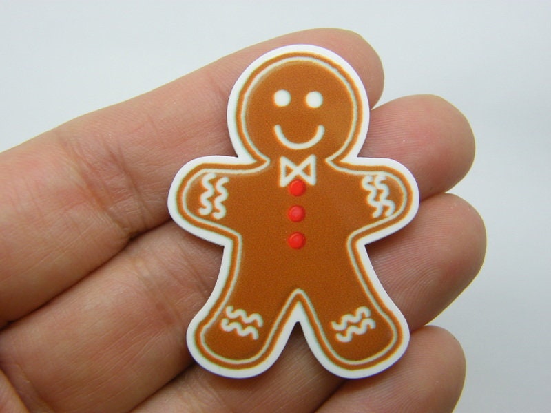4 Gingerbread man embellishment cabochons resin CT244