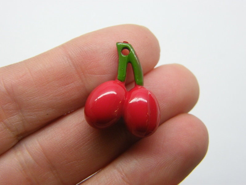 4 Cherries pendants red green acrylic FD682