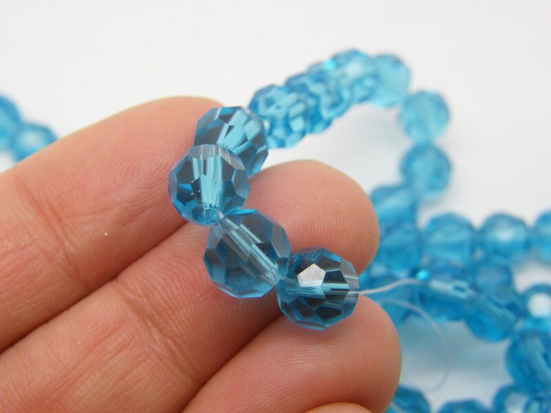 68 Sky blue beads faceted 8mm imitation crystal glass B225 - SALE 50% OFF
