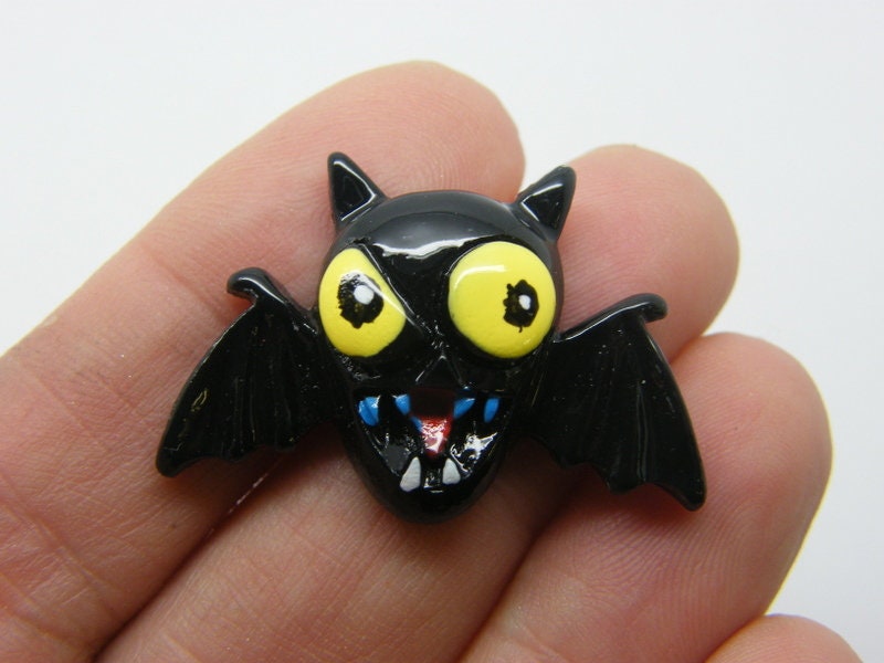 8 Bat Halloween embellishment cabochon black resin HC378