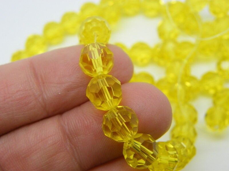 68 Yellow beads faceted 8mm imitation crystal glass B225