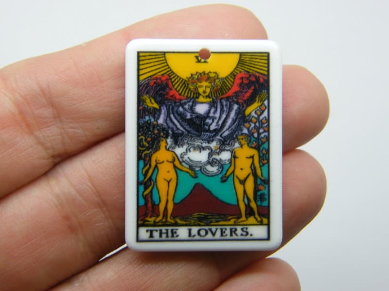 1 The lovers tarot reading card pendant resin HC397