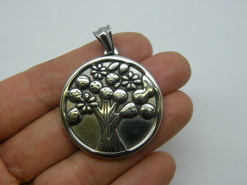 1 Tree of life antique silver tone stainless steel T28