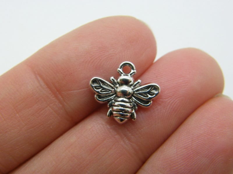 BULK 50 Bee charms  antique silver tone A283