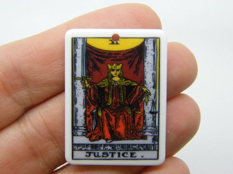 1 Justice tarot reading card pendant resin HC417